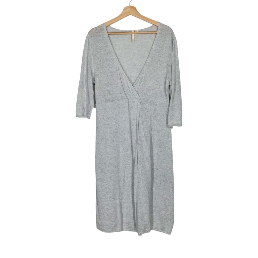 Pure Jill Linen Blend Gray Faux Wrap Midi Size Medium